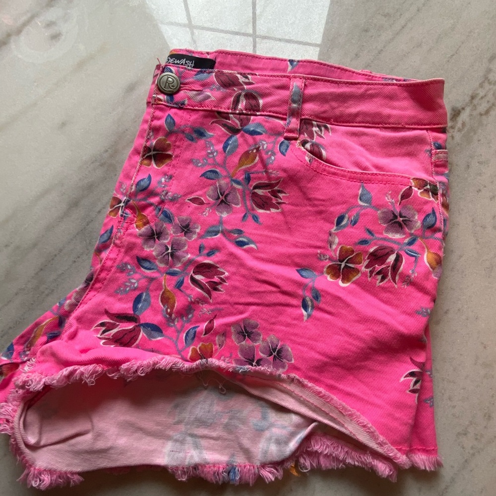 Flower Printed Hot Pink Shorts